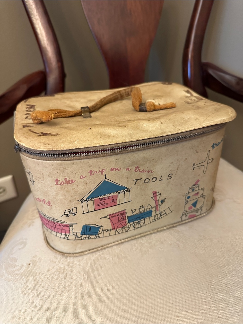 1960s vintage child’s traveler suitcase, travel case